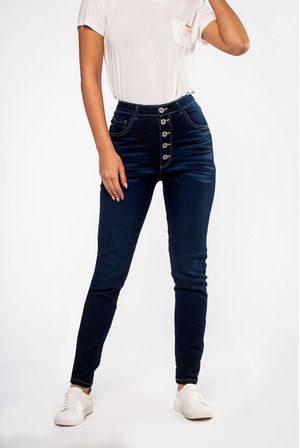Calça Feminina Jeans Skinny Cintura Alta Authentic Denim Escuro